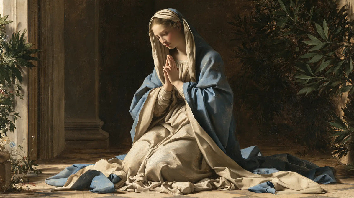 La Vierge en prière — Le Seuil gardé par les feuillages