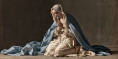 La Vierge en prière — Le Drapé bleu dans la chambre nue