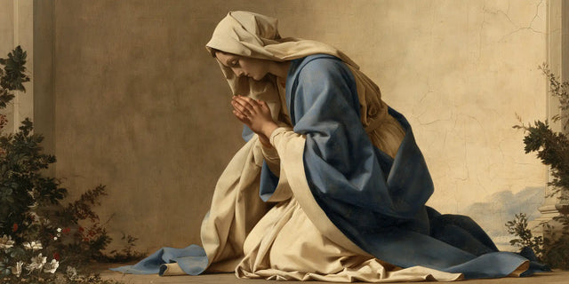 La Vierge en prière — Le Recueillement dans la lumière ocre