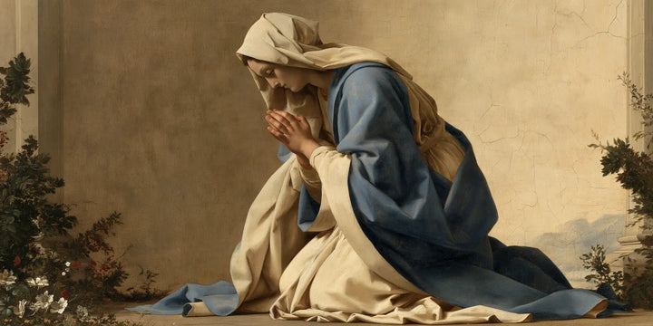 La Vierge en prière — Le Recueillement dans la lumière ocre