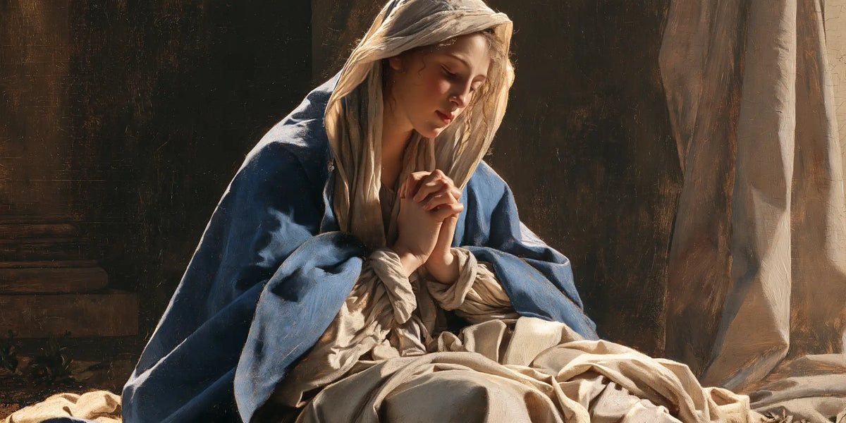 La Vierge en prière — La Prière près de l’étoffe suspendue