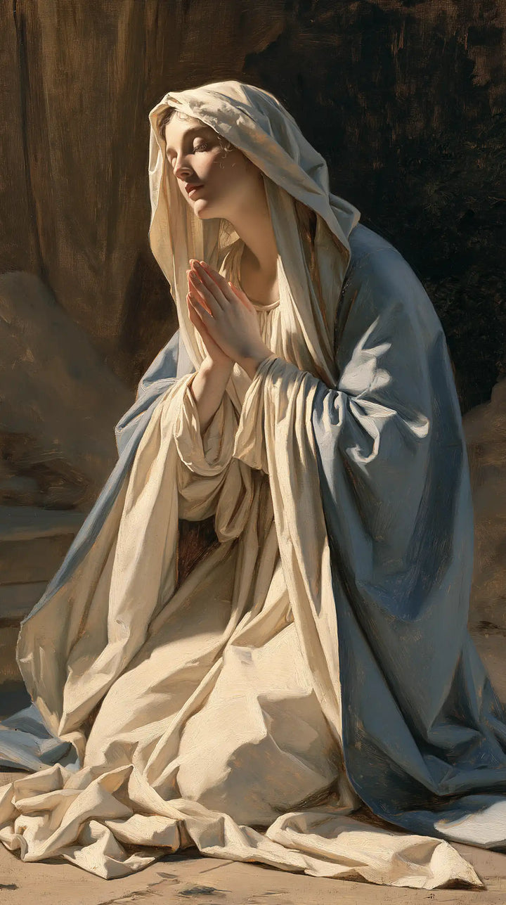 La Vierge en prière — Le Regard vers la clarté du seuil