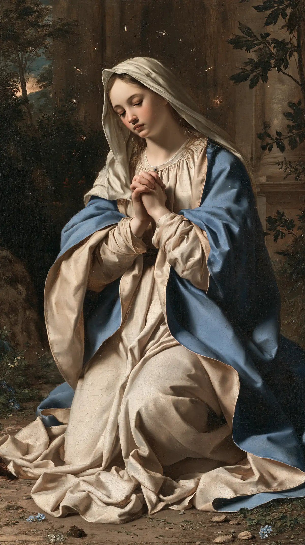 La Vierge en prière — Les Manches dans la douceur du jardin