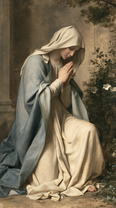 La Vierge en prière — La Prière pieds nus au jardin