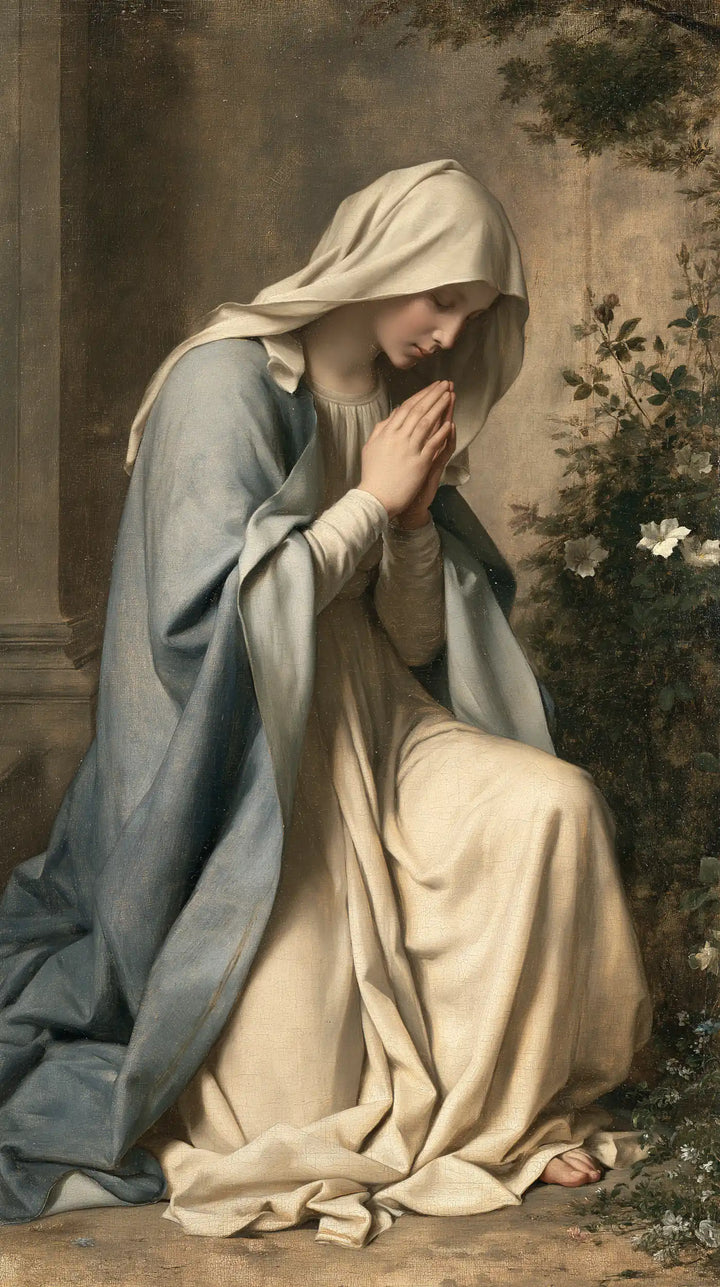La Vierge en prière — La Prière pieds nus au jardin