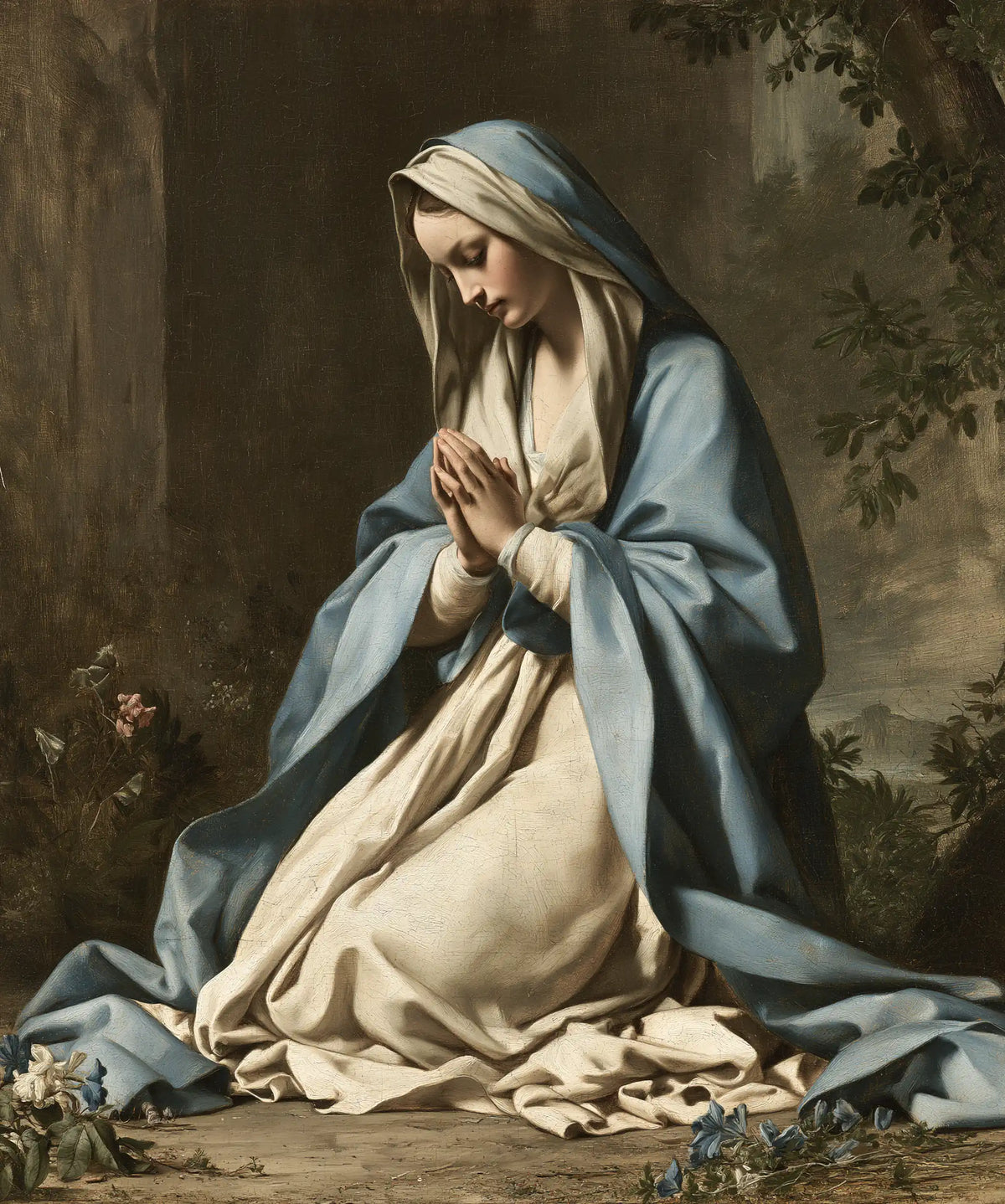 La Vierge en prière — Le Recueillement aux fleurs bleues