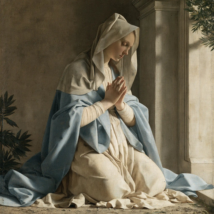 La Vierge en prière — Le Silence devant la colonne lumineuse
