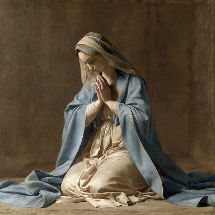 La Vierge en prière — Le Drapé paisible contre la terre d’ombre