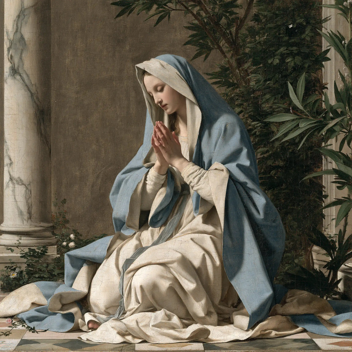 La Vierge en prière — La Prière sous le feuillage élancé