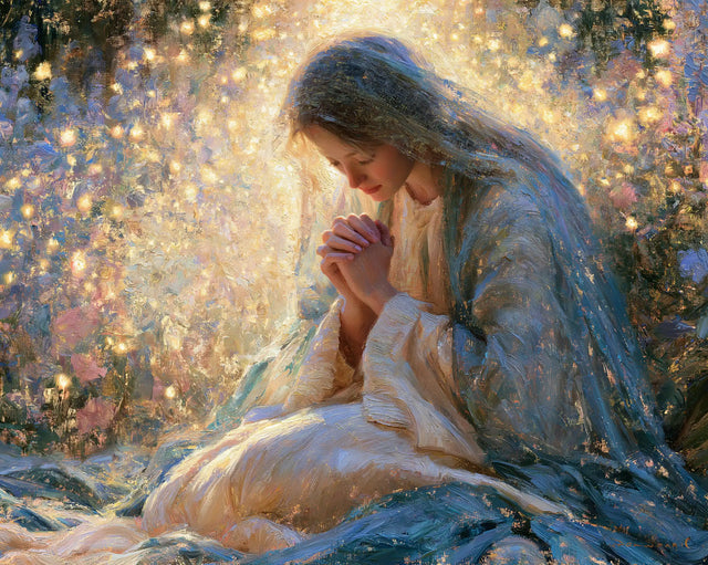La Vierge en prière — La Prière au jardin scintillant