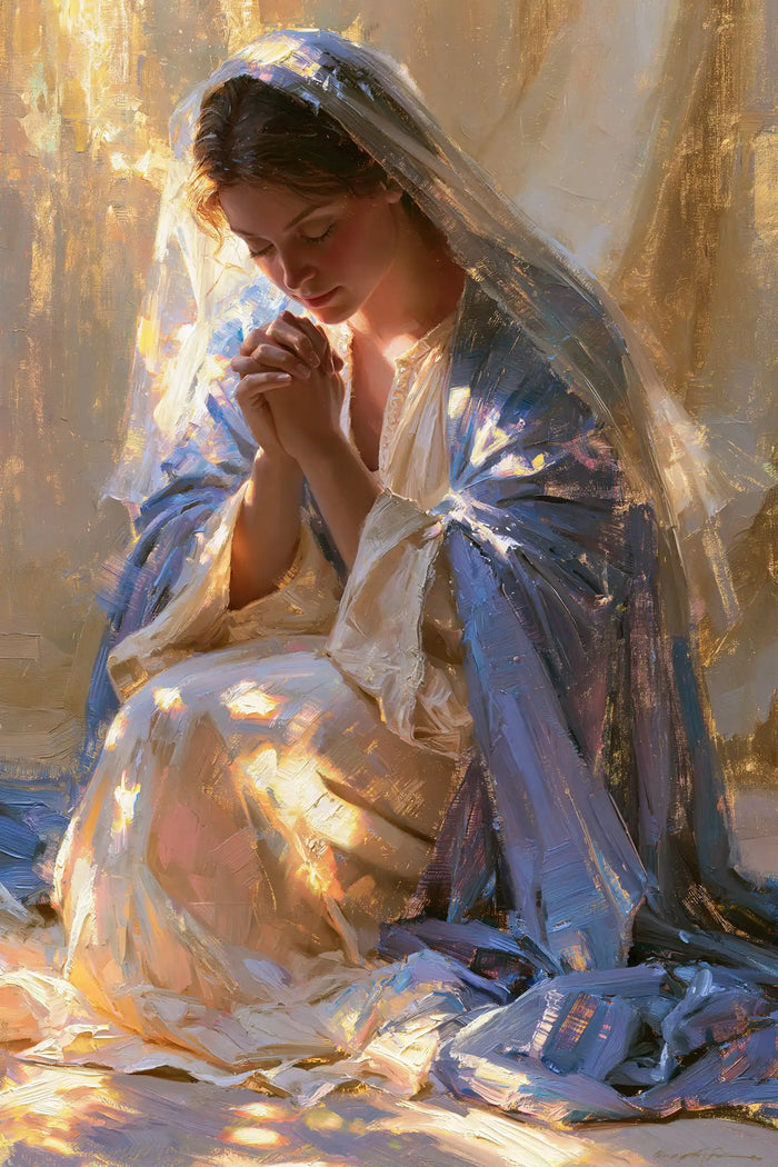 La Vierge en prière — Le Violet au bord de la ferveur