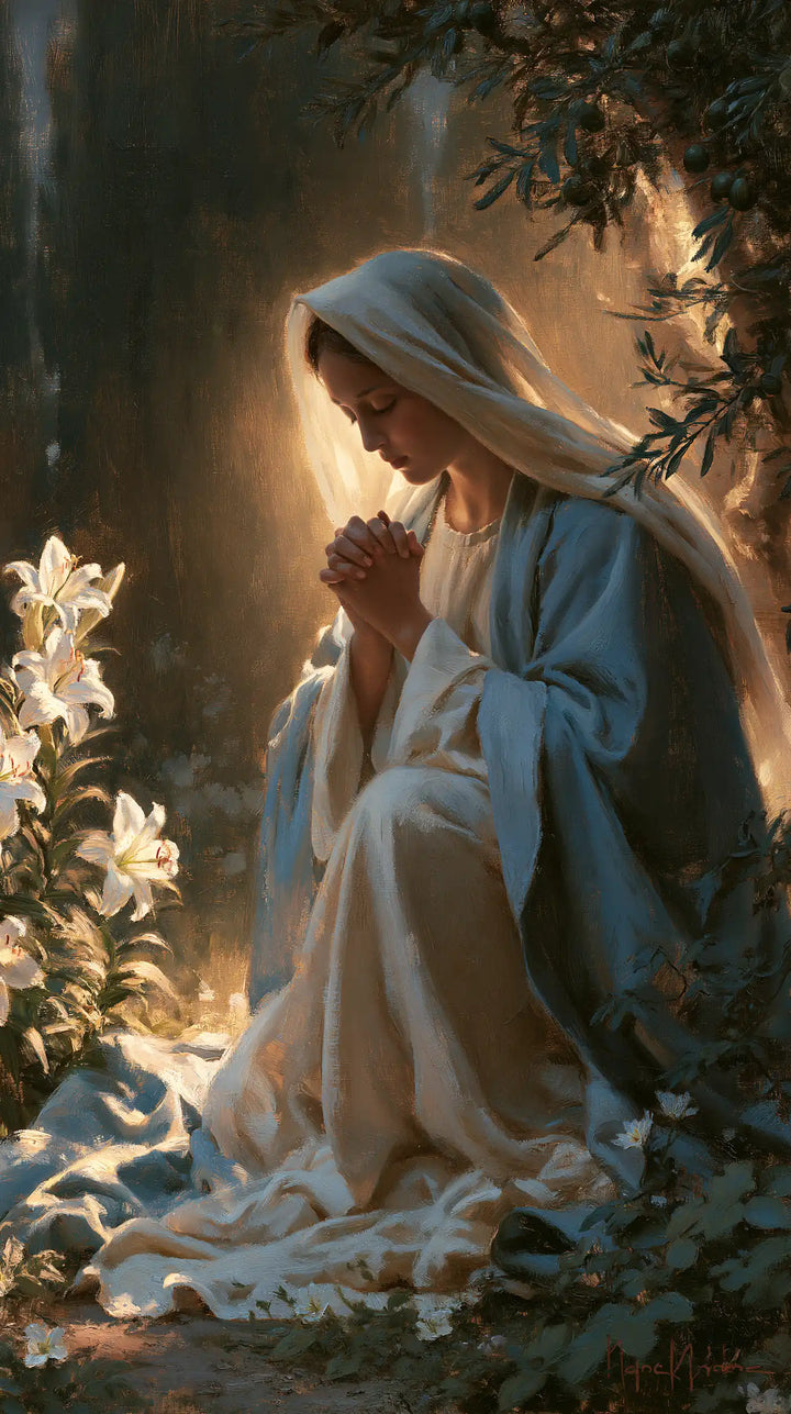 La Vierge en prière — Les Lys au bord de la pénombre