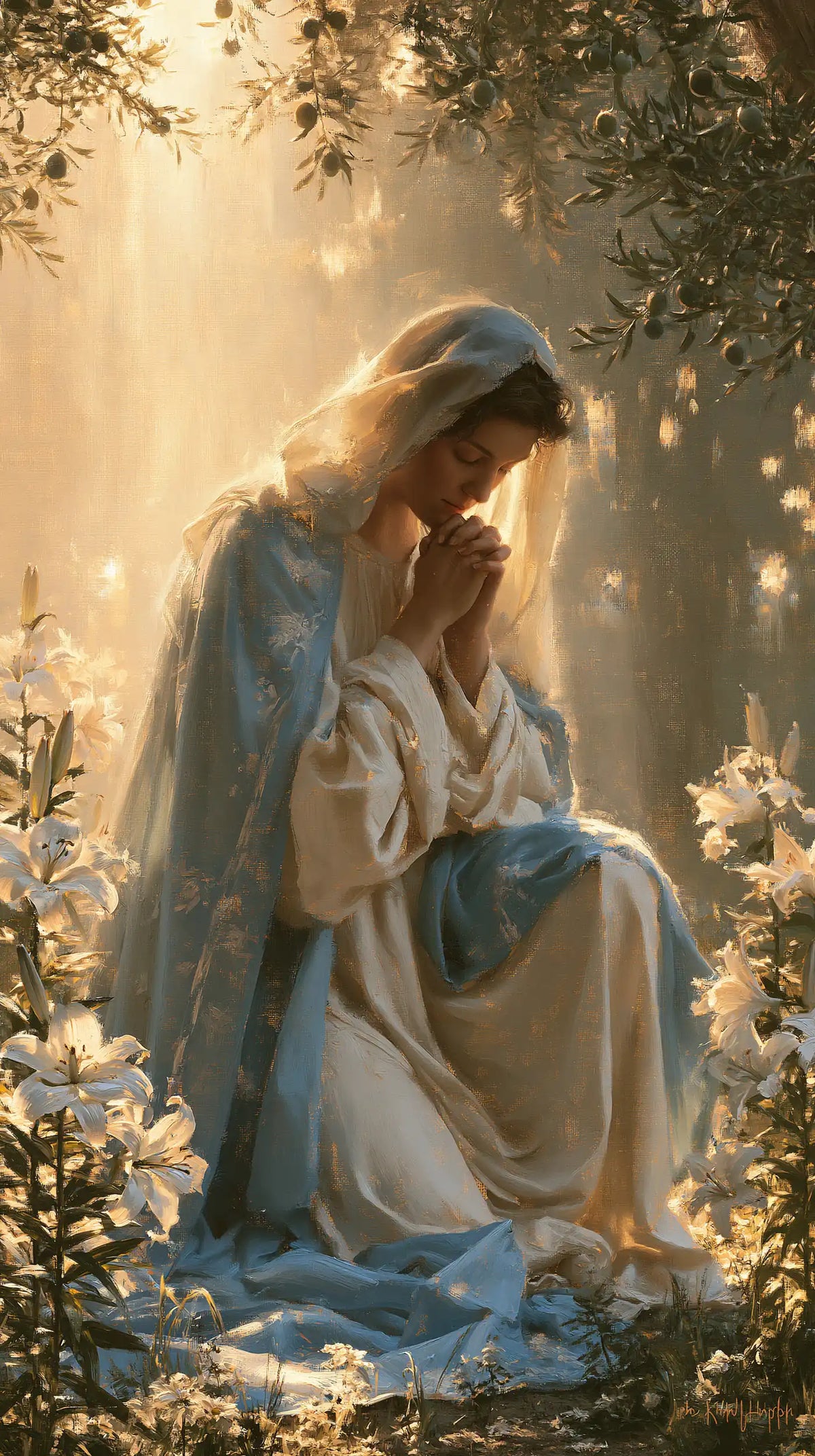 La Vierge en prière — La Prière dans la clairière fleurie