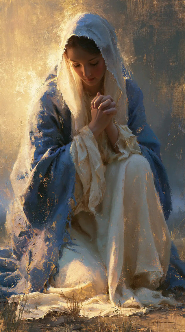 La Vierge en prière — L’Azur brodé dans le soleil