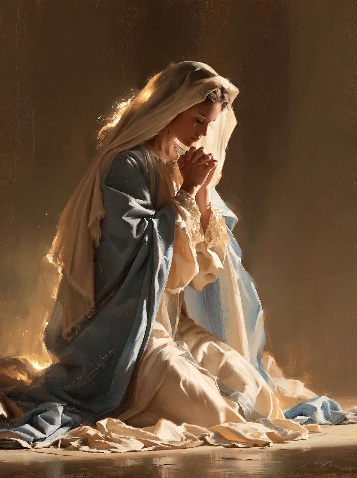 La Vierge en prière — Le Voile au liseré de feu
