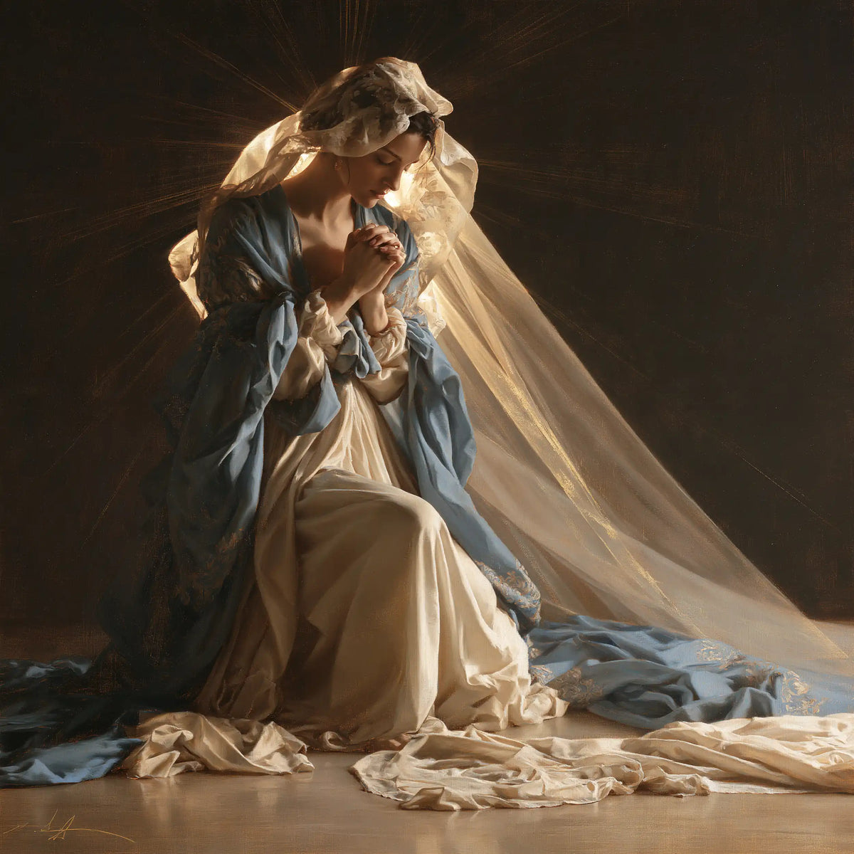 La Vierge en prière — Le Voile déployé dans la nuit