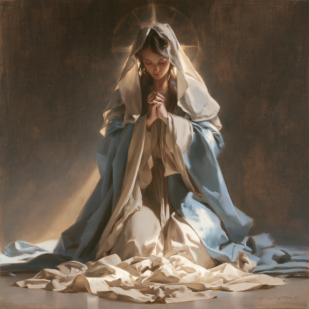 La Vierge en prière — Le Voile clair et le sol d’ivoire