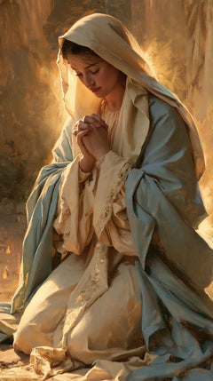 La Vierge en prière — Le Bleu tendre au cœur de l’or