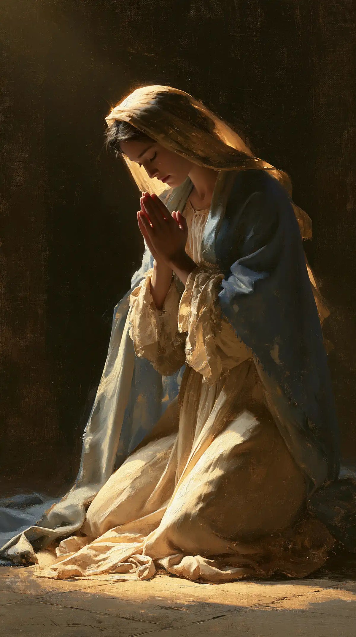 La Vierge en prière — L’Or dans les plis de la robe