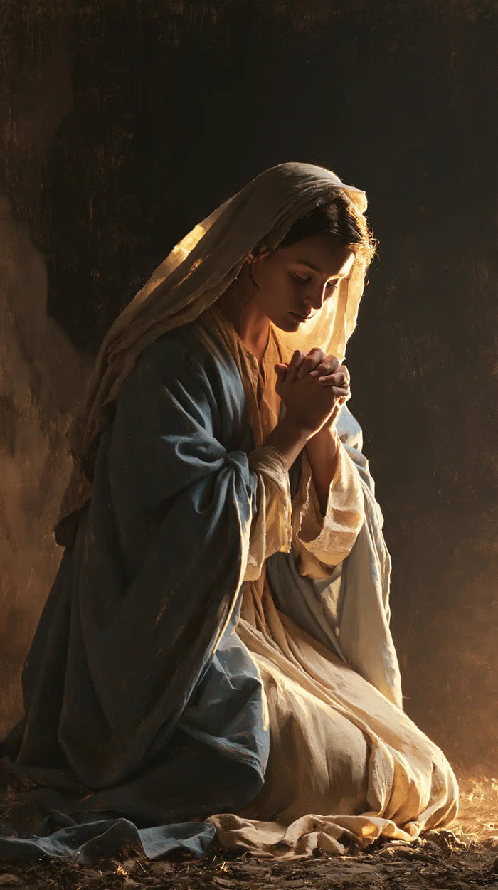 La Vierge en prière — Le Silence dans la lueur latérale