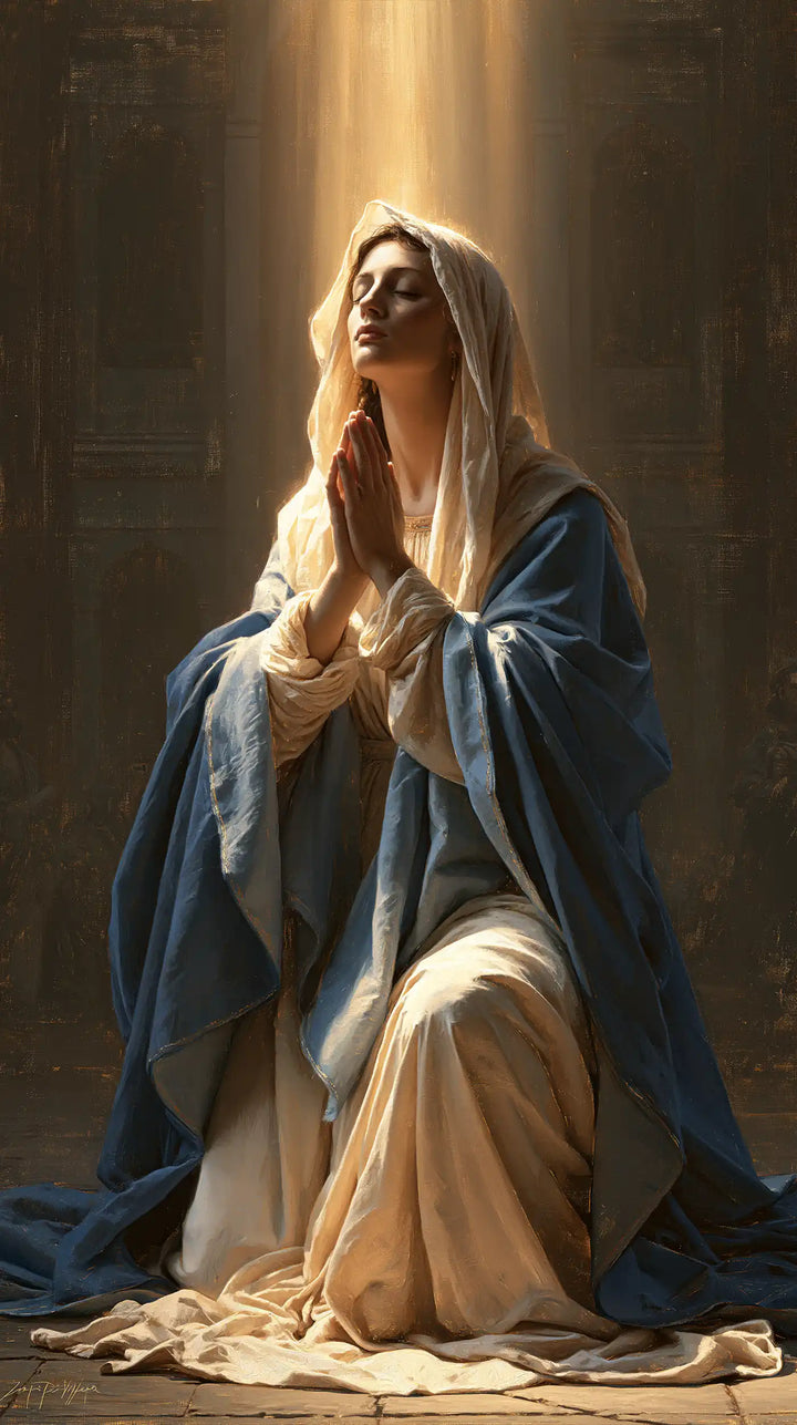 La Vierge en prière — Le Regard vers la source de lumière
