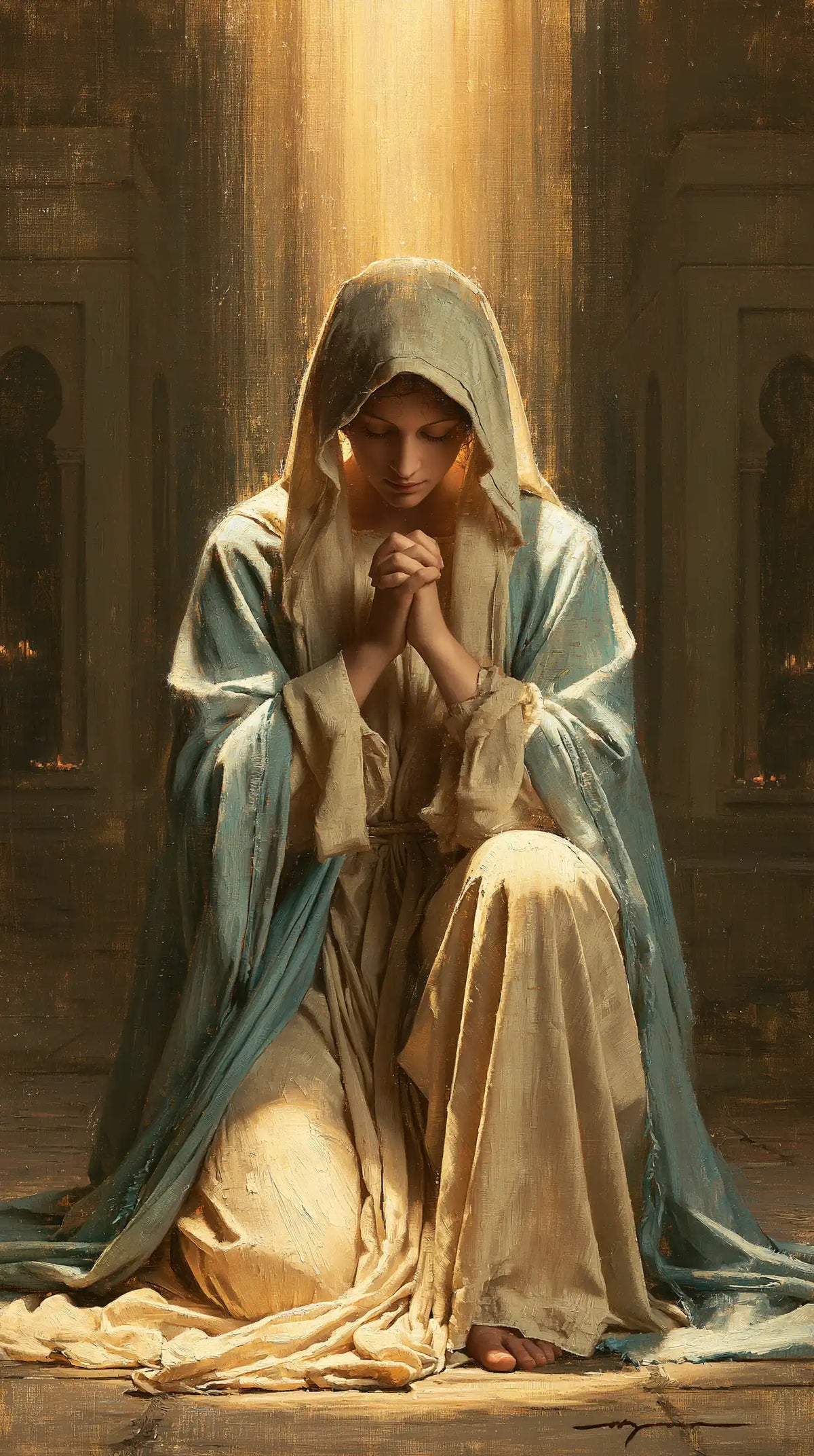 La Vierge en prière — La Prière au manteau d’eau verte