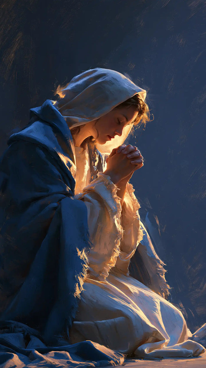 La Vierge en prière — Le Cobalt et la manche lumineuse