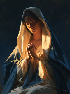La Vierge en prière — La Lueur entre les plis d’azur
