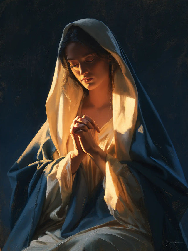 La Vierge en prière — La Lueur entre les plis d’azur