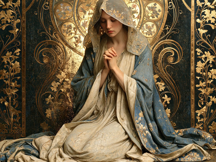 Virgin Mary in Prayer - Sacred Art Nouveau · Landscape n° 3