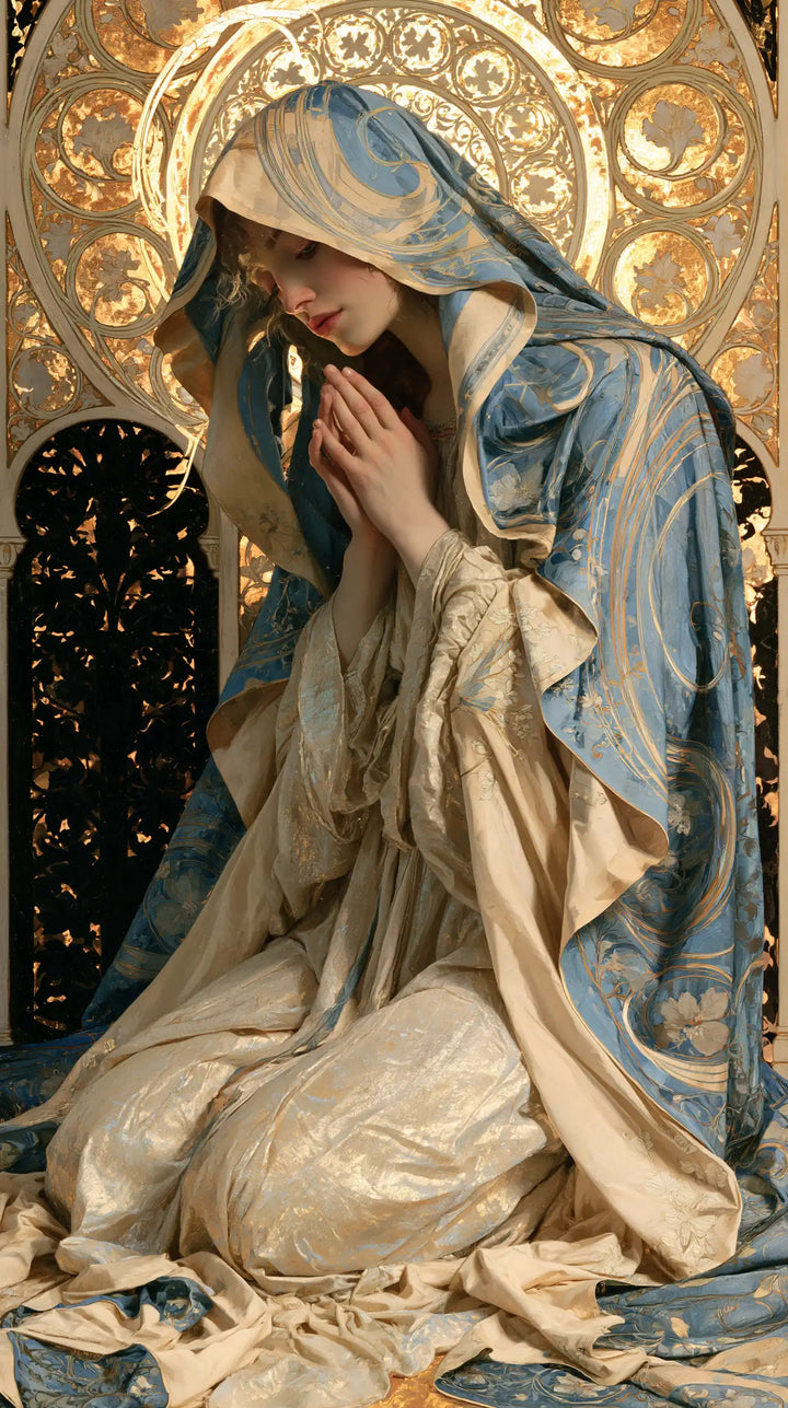 Virgin Mary in Prayer - Sacred Art Nouveau · Portrait n° 13