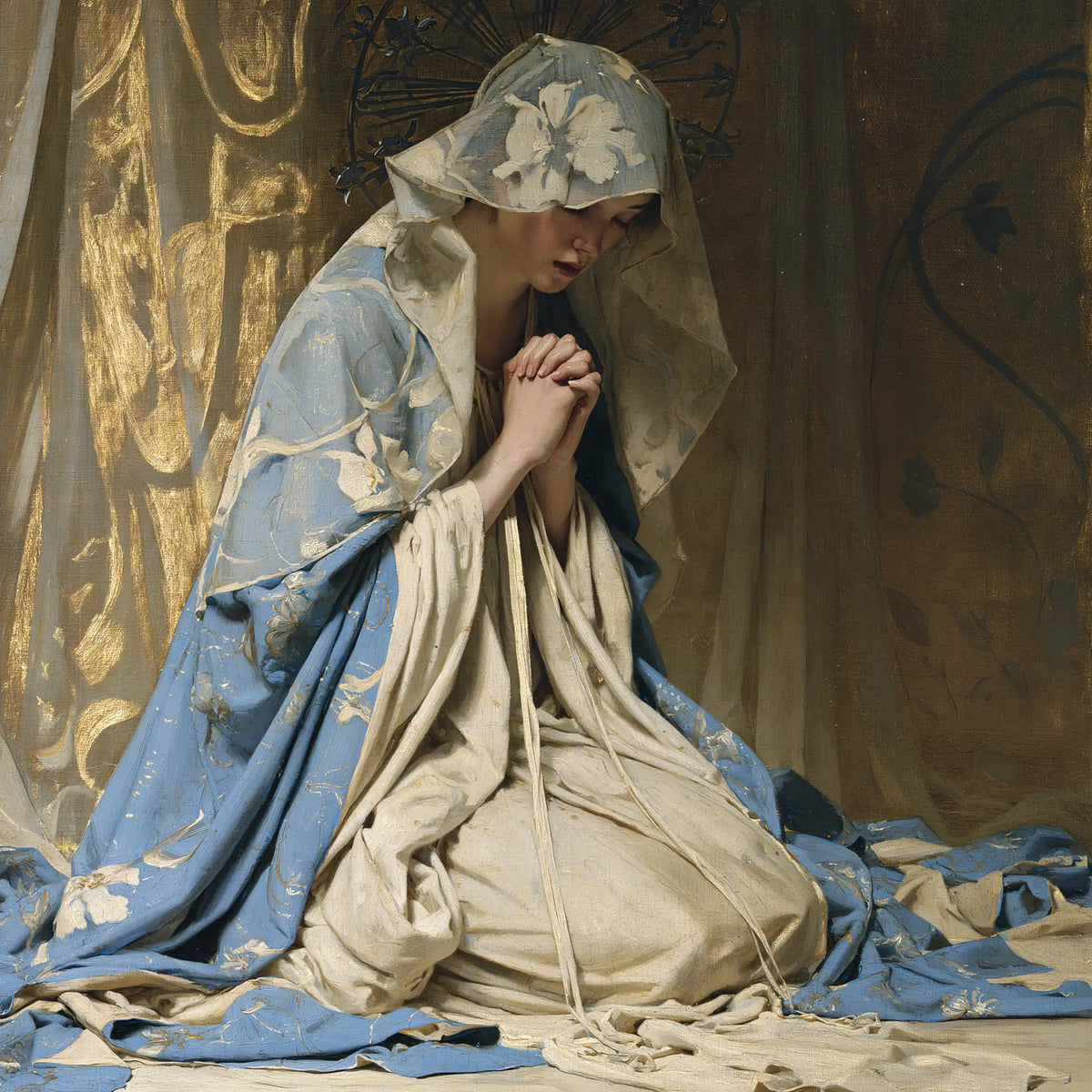 La Vierge en prière — Les Fleurs claires sur le capuchon