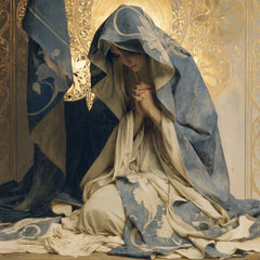 La Vierge en prière — La Prière au drapé bleu de cendre