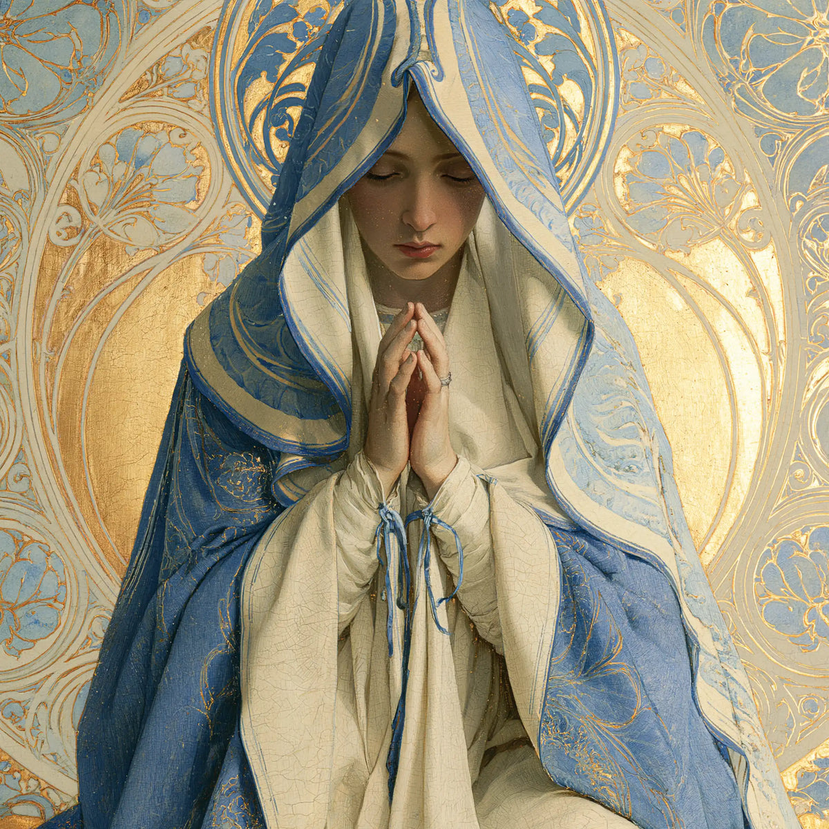 La Vierge en prière — Les Paumes sous l’ogive d’azur
