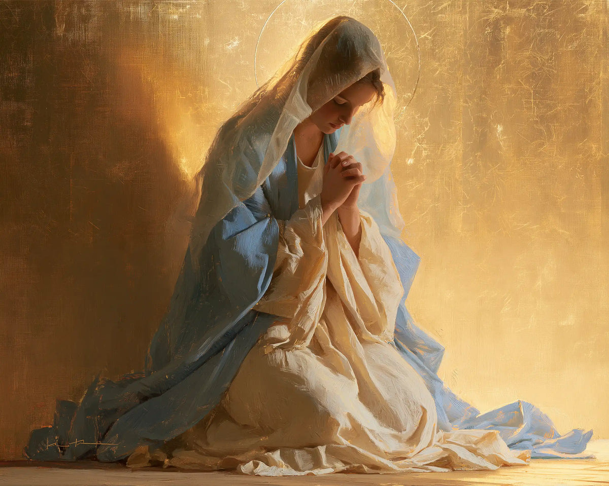La Vierge en prière — La Prière au bord de l’or embrasé
