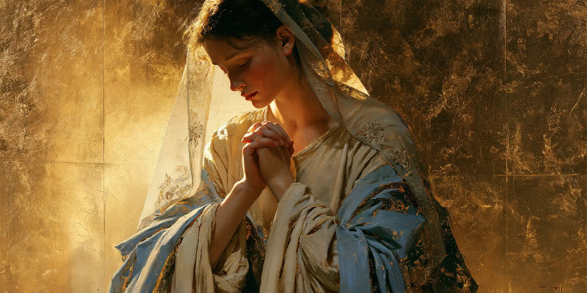 La Vierge en prière — Le Visage dans la lumière cuivrée