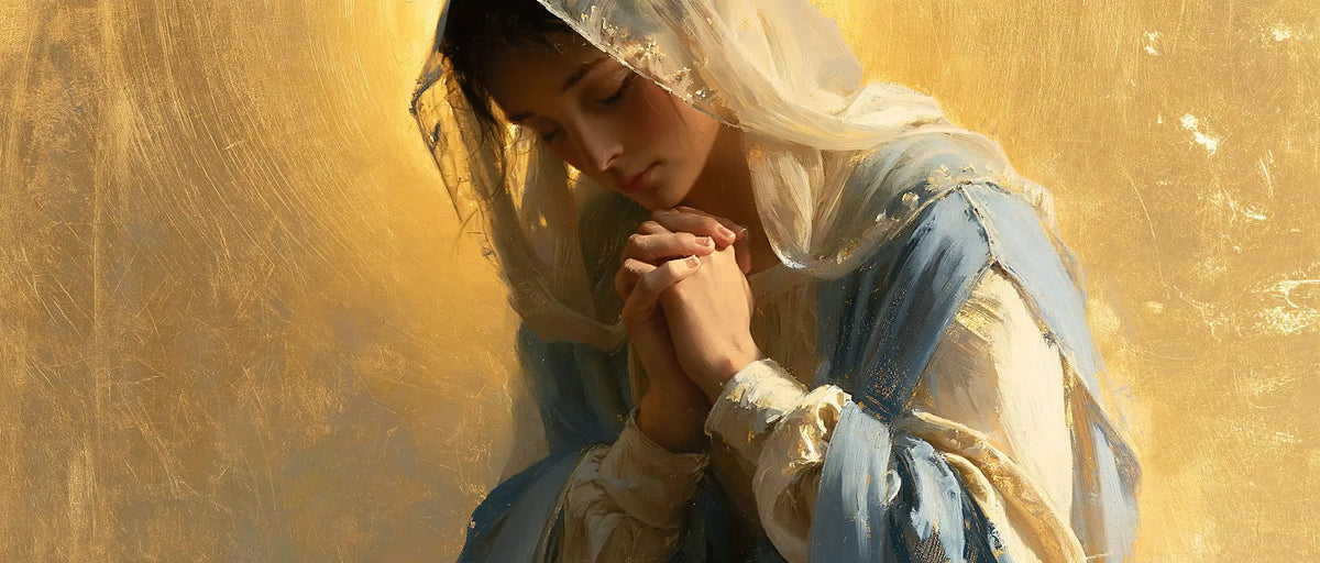 La Vierge en prière — La Joue au-dessus des mains unies