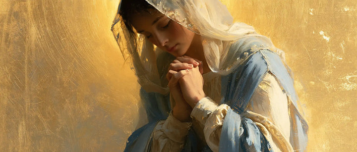 La Vierge en prière — La Joue au-dessus des mains unies