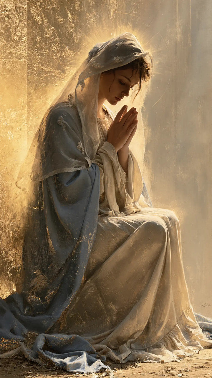 La Vierge en prière — Le Profil dans la lumière de soie