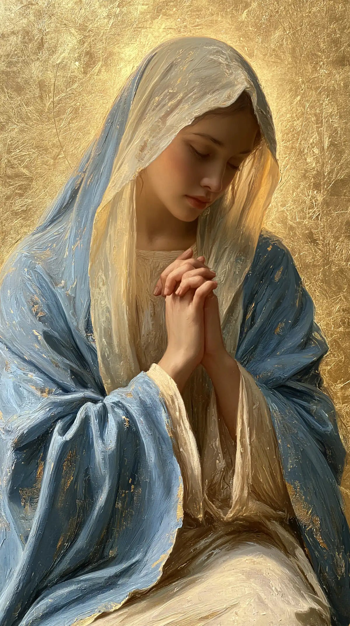 La Vierge en prière — Le Voile de douceur sur l’or