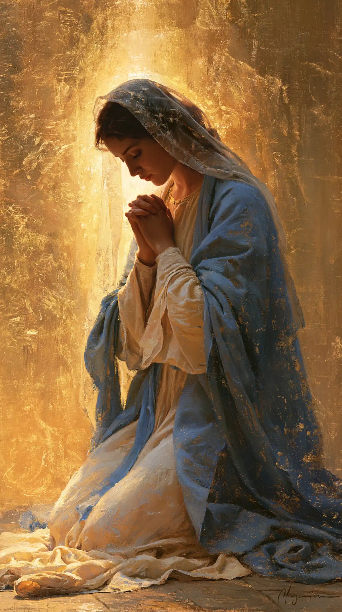 La Vierge en prière — La Silhouette dans la colonne ambrée