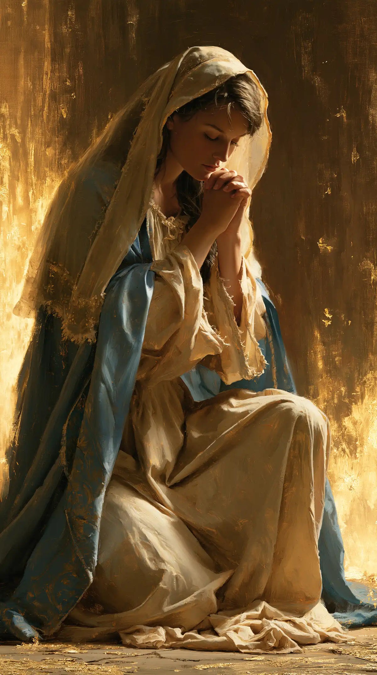 La Vierge en prière — La Prière entre les lueurs ardentes