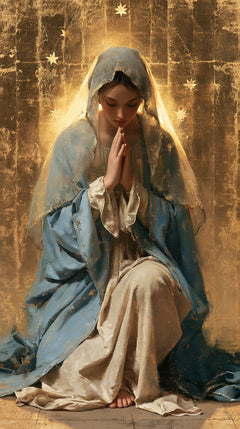 La Vierge en prière — Les Étoiles dans l’or en mosaïque