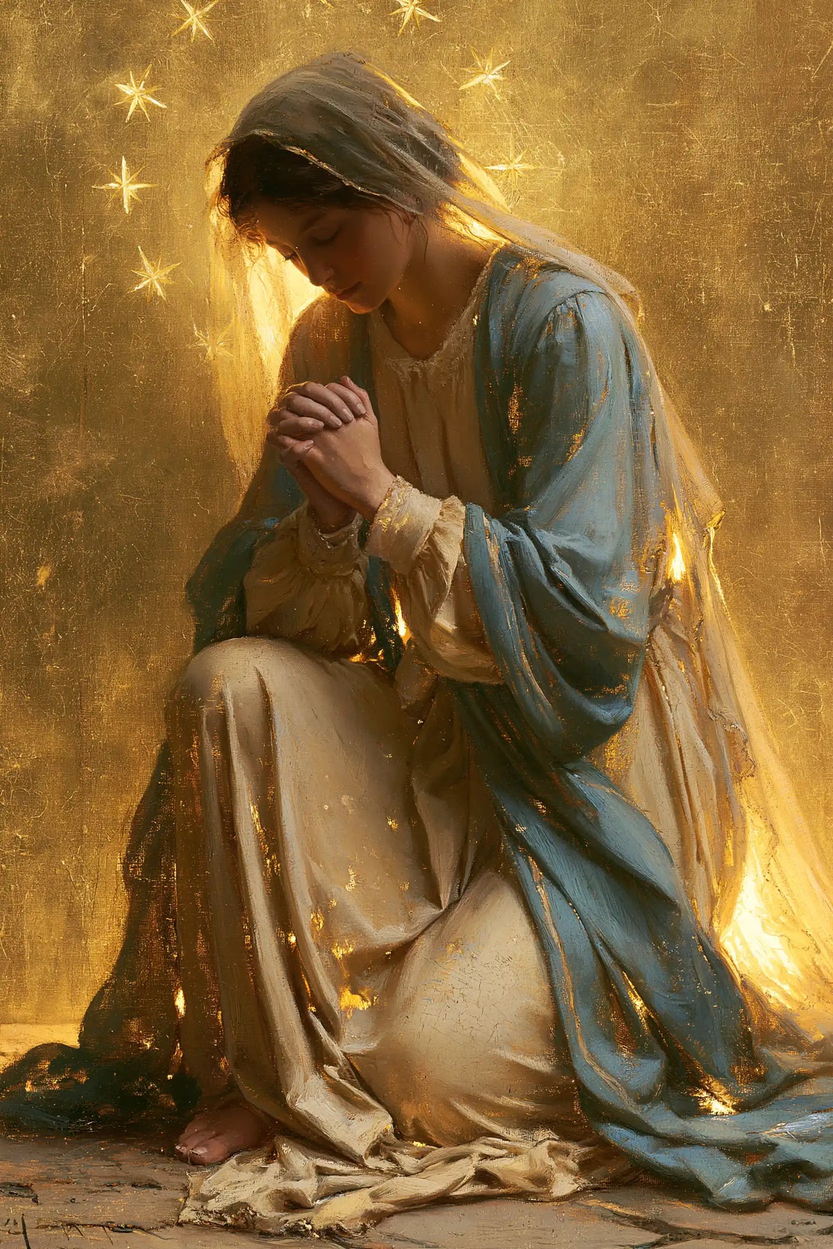 La Vierge en prière — La Couronne étoilée du manteau bleu