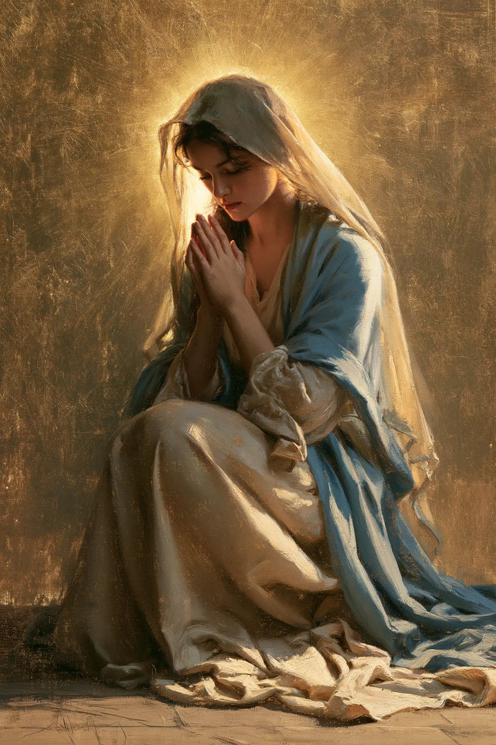 La Vierge en prière — Le Recueillement dans l’or assourdi