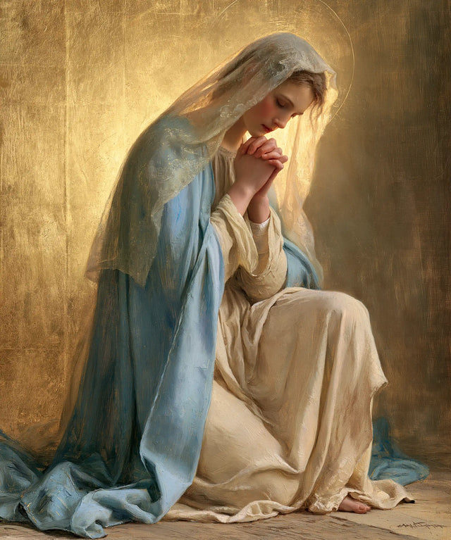 La Vierge en prière — Le Bleu déposé au pied du nimbe