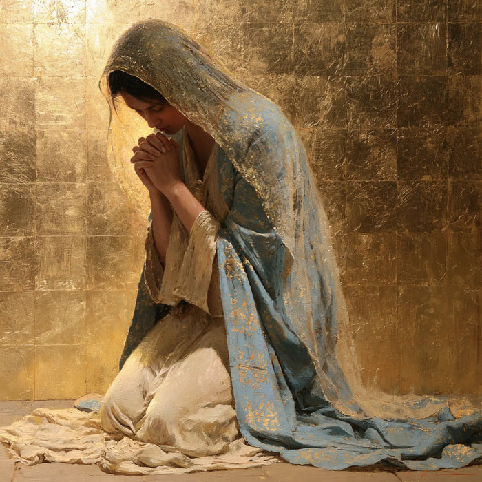 La Vierge en prière — Le Voile clos dans l’or