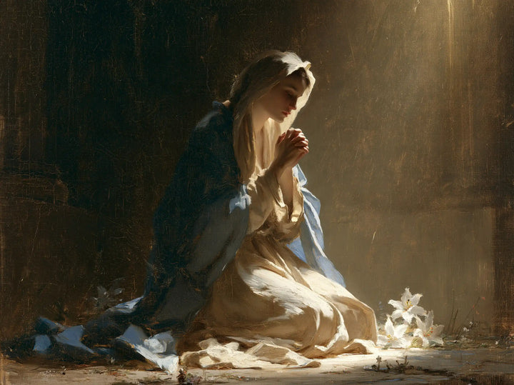 La Vierge en prière — La Prière face à la fleur blanche