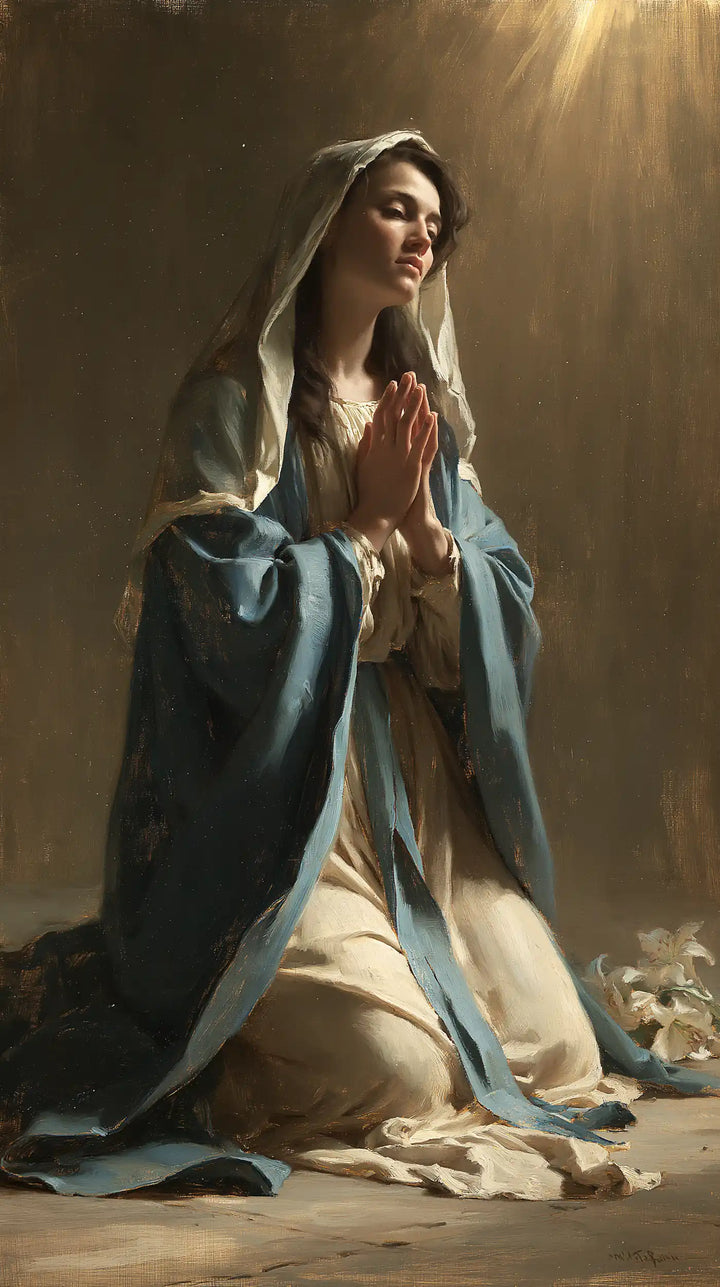 La Vierge en prière — Les Paumes levées vers le rayon