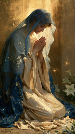 La Vierge en prière — L’Étincelle du manteau bleu